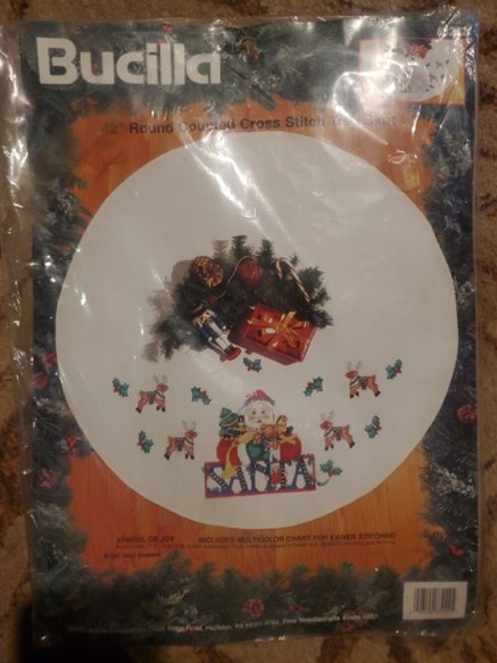 New Bucilla Christmas Tree Skirt Armful of Joy 42 In. Counted Cross Stitch Kit